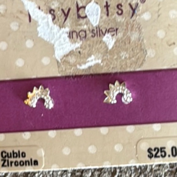 It’s Bitsy Sterling Silver With cubic zirconia rhinestone tiny Earrings, NWT - Picture 4 of 4